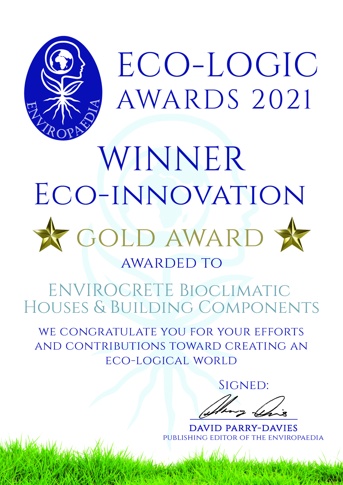 ECO-LOGIC AWARDS 2021_WINNER CERTIFICATES_GOLD